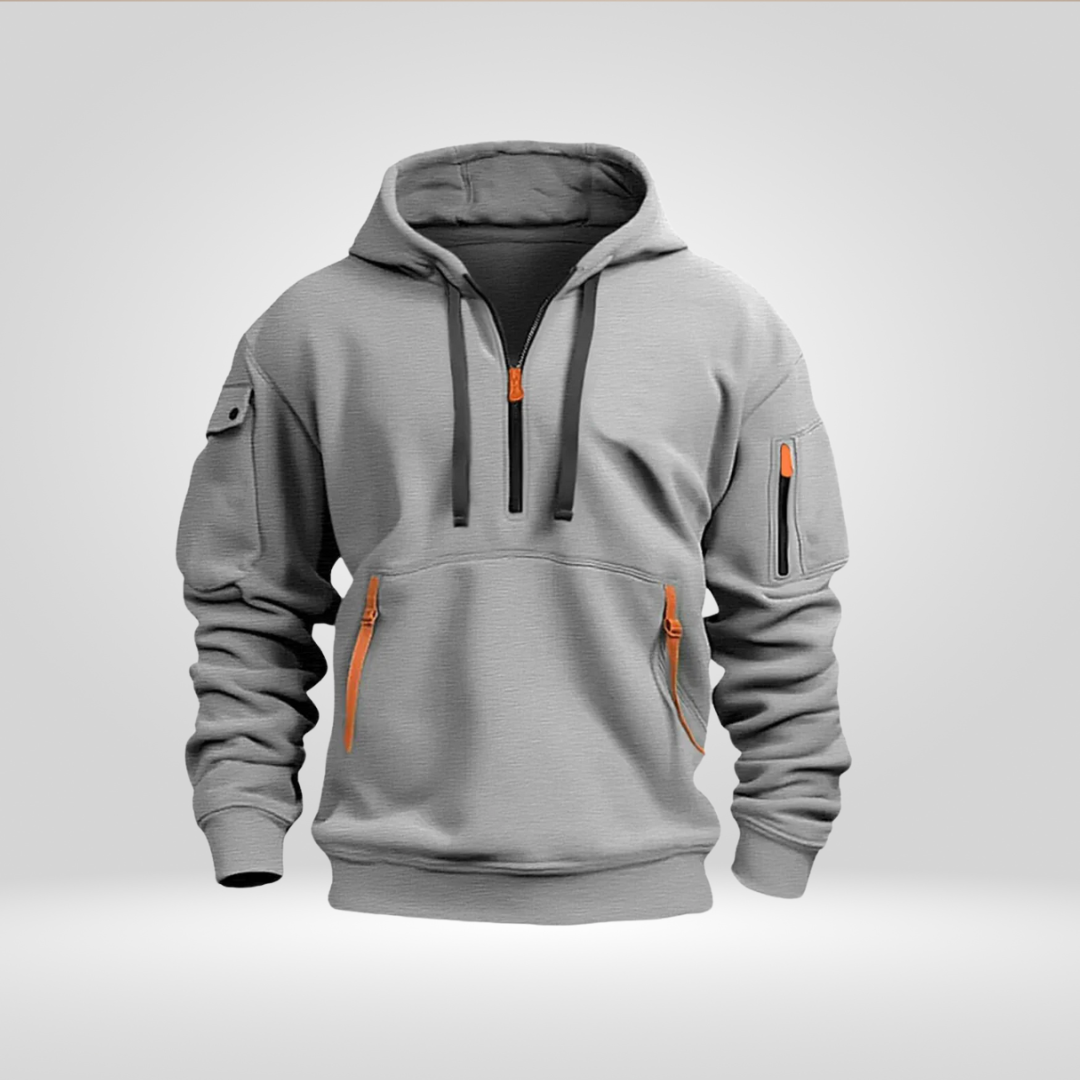 Heren Half Zip Hoodie – Άνετη Μπλούζα με Κουκούλα και Τσέπες