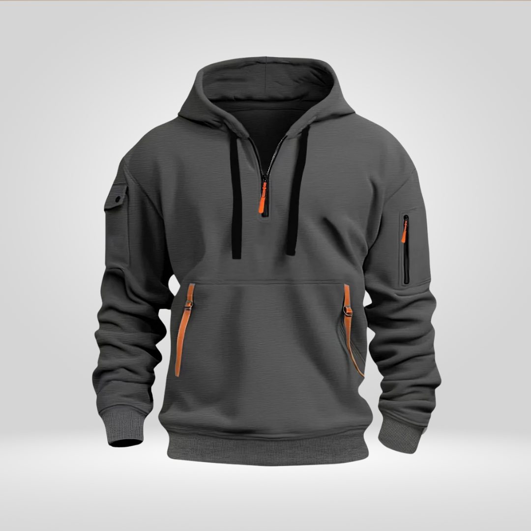 Heren Half Zip Hoodie – Άνετη Μπλούζα με Κουκούλα και Τσέπες