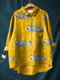 Martha | Άνετο T-Shirt με Vintage Τέχνη Ψαριού