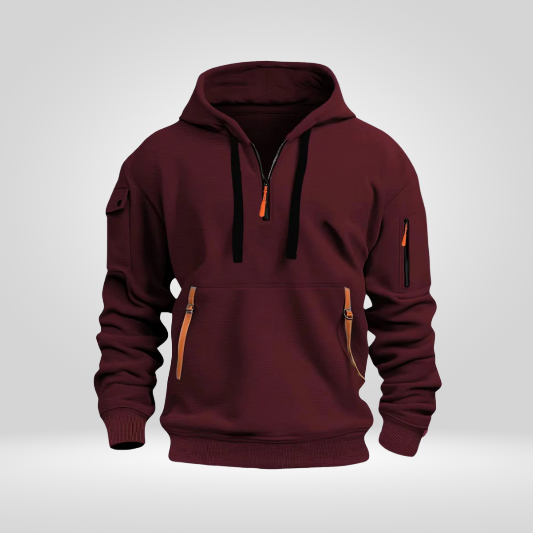 Heren Half Zip Hoodie – Άνετη Μπλούζα με Κουκούλα και Τσέπες
