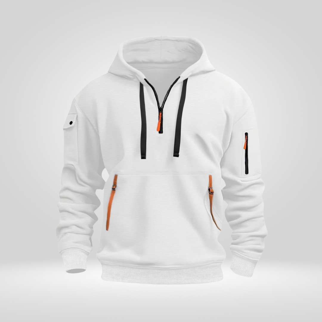 Heren Half Zip Hoodie – Άνετη Μπλούζα με Κουκούλα και Τσέπες