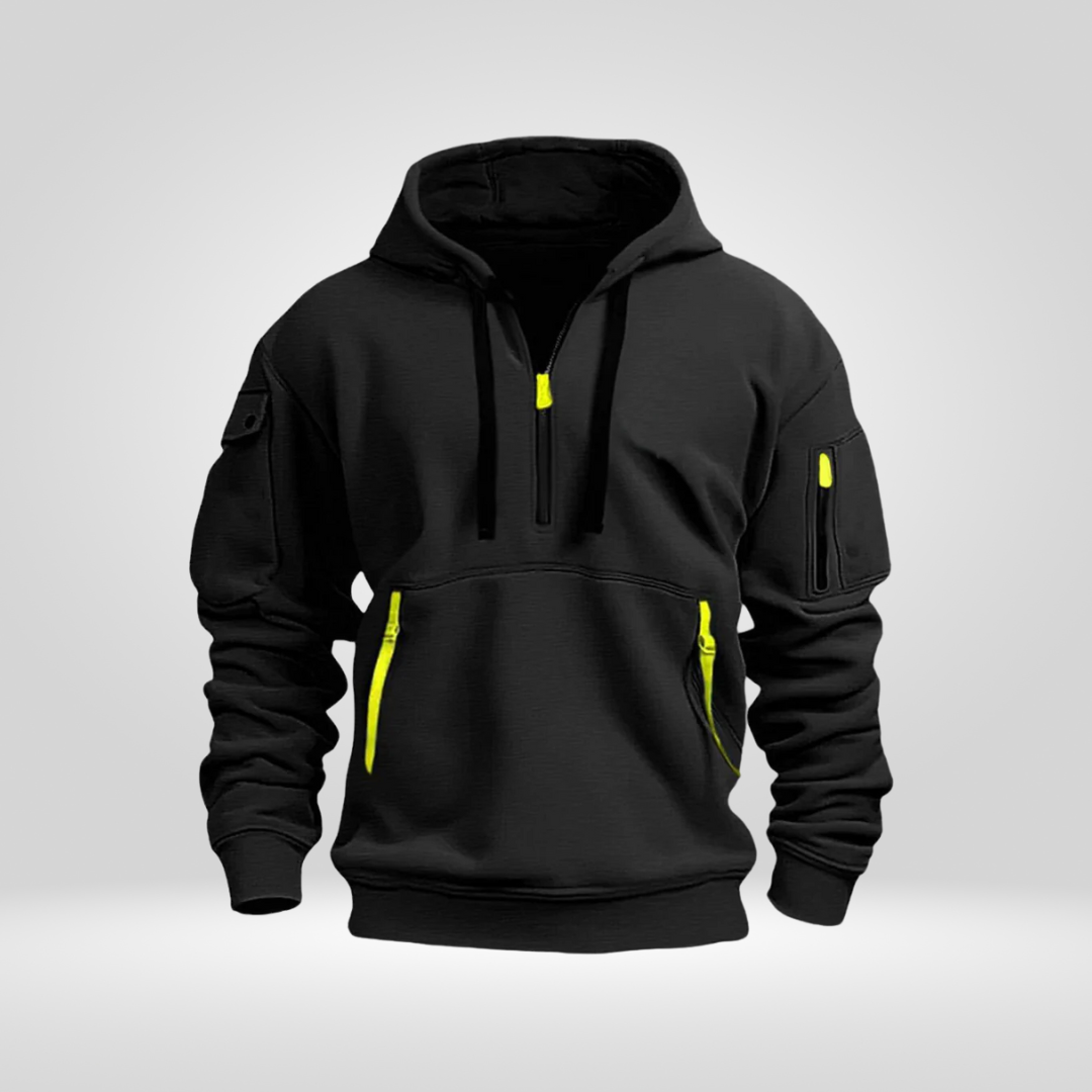 Heren Half Zip Hoodie – Άνετη Μπλούζα με Κουκούλα και Τσέπες