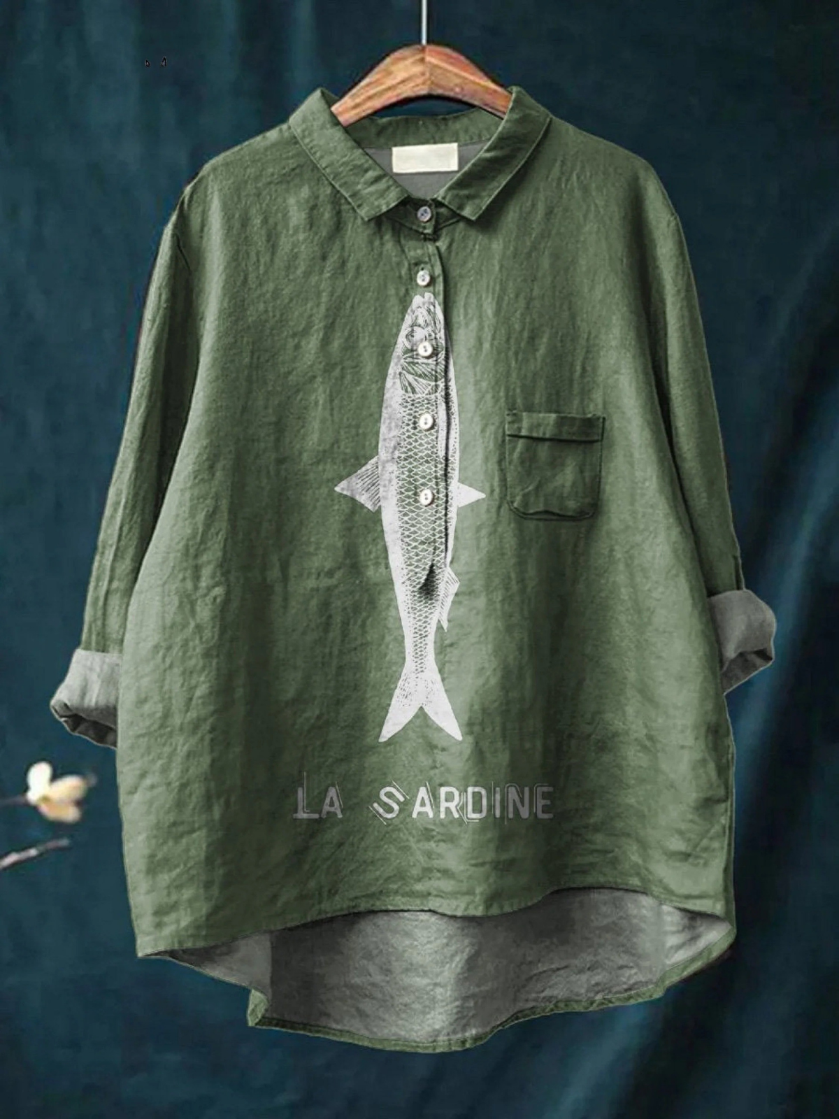 Ρόζ | Άνετο T-Shirt με εκτύπωση σαρδέλας
