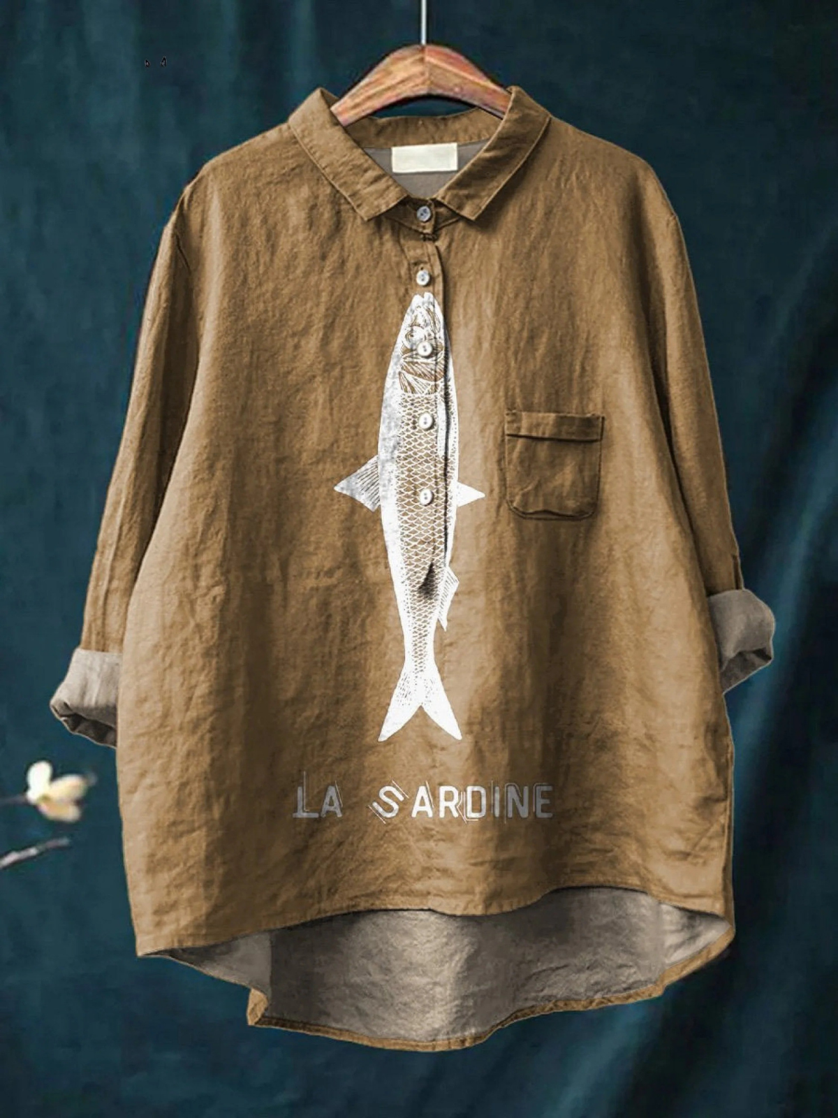 Ρόζ | Άνετο T-Shirt με εκτύπωση σαρδέλας