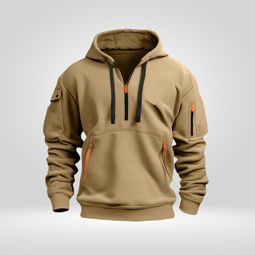 Heren Half Zip Hoodie – Άνετη Μπλούζα με Κουκούλα και Τσέπες