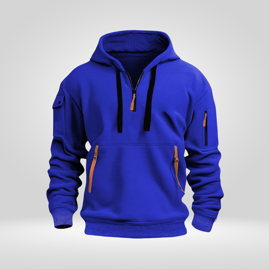 Heren Half Zip Hoodie – Άνετη Μπλούζα με Κουκούλα και Τσέπες