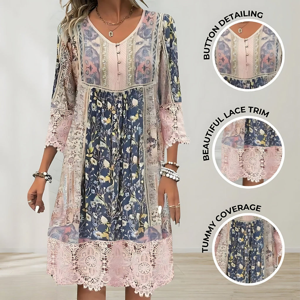 Christel | Ρομαντικό Boho-Midi Φόρεμα