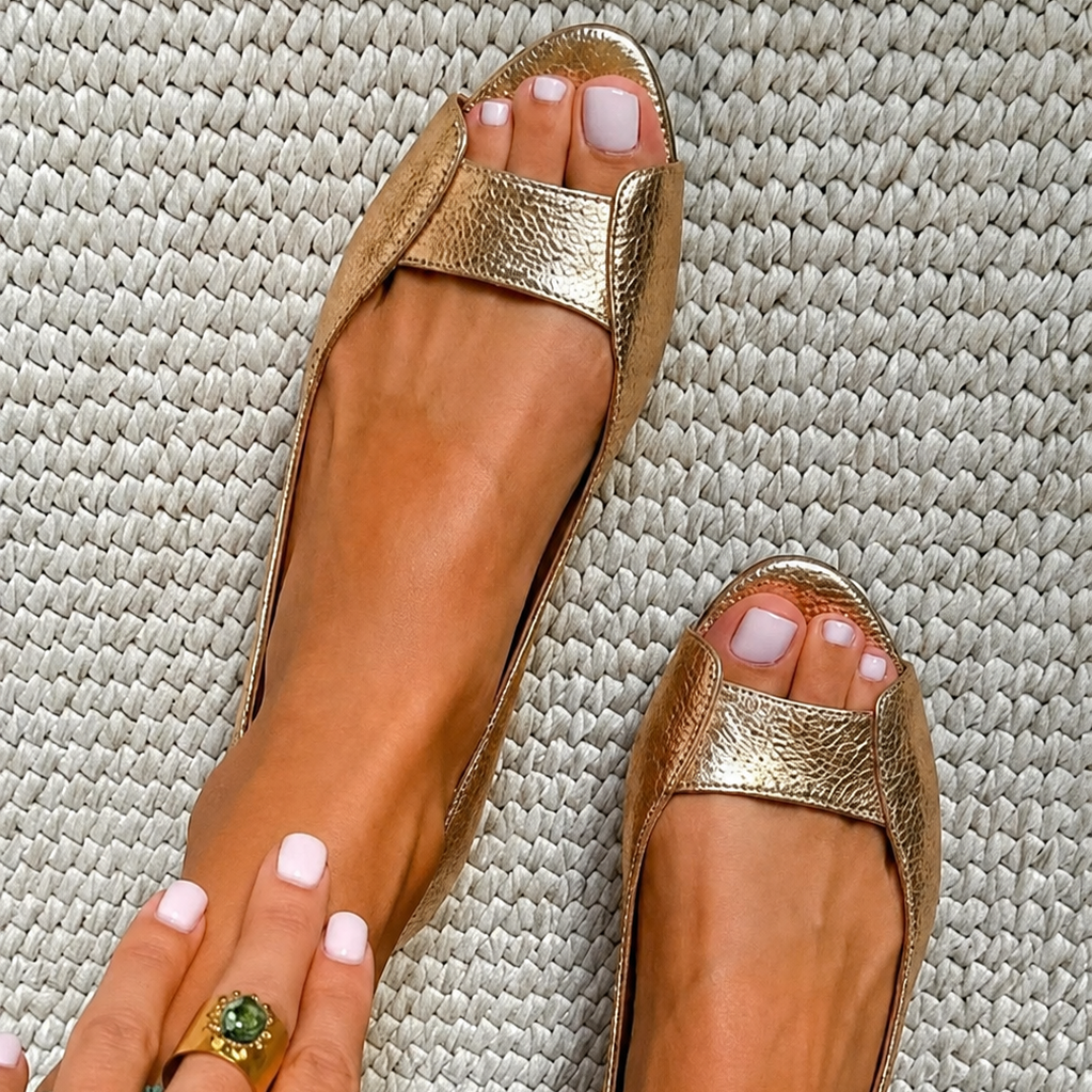 Αδελίνα | Χρυσές Σανδάλες Comfort Chic
