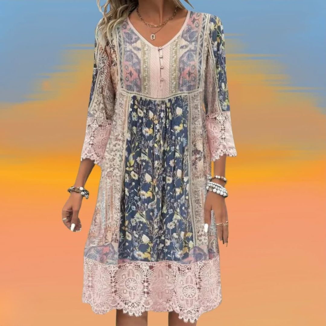Christel | Ρομαντικό Boho-Midi Φόρεμα