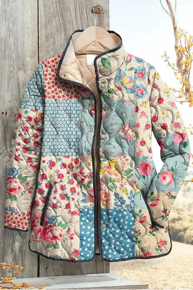 Βιόλα | Μπουφάν με λουλούδια σε patchwork