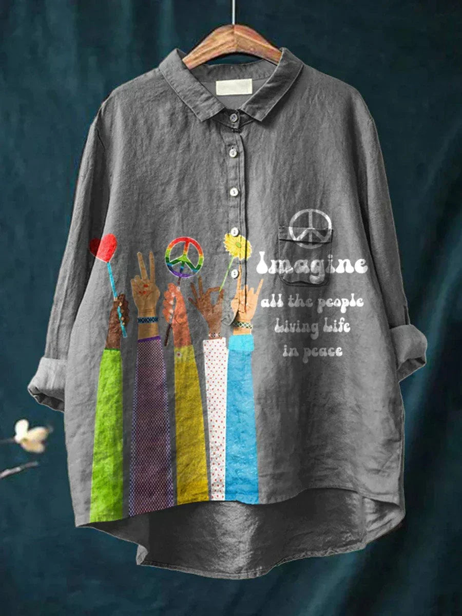 Paula | Γυναικείο T-Shirt με Boho Εκτύπωση Ειρήνης