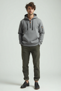 Heren Half Zip Hoodie – Άνετη Μπλούζα με Κουκούλα και Τσέπες